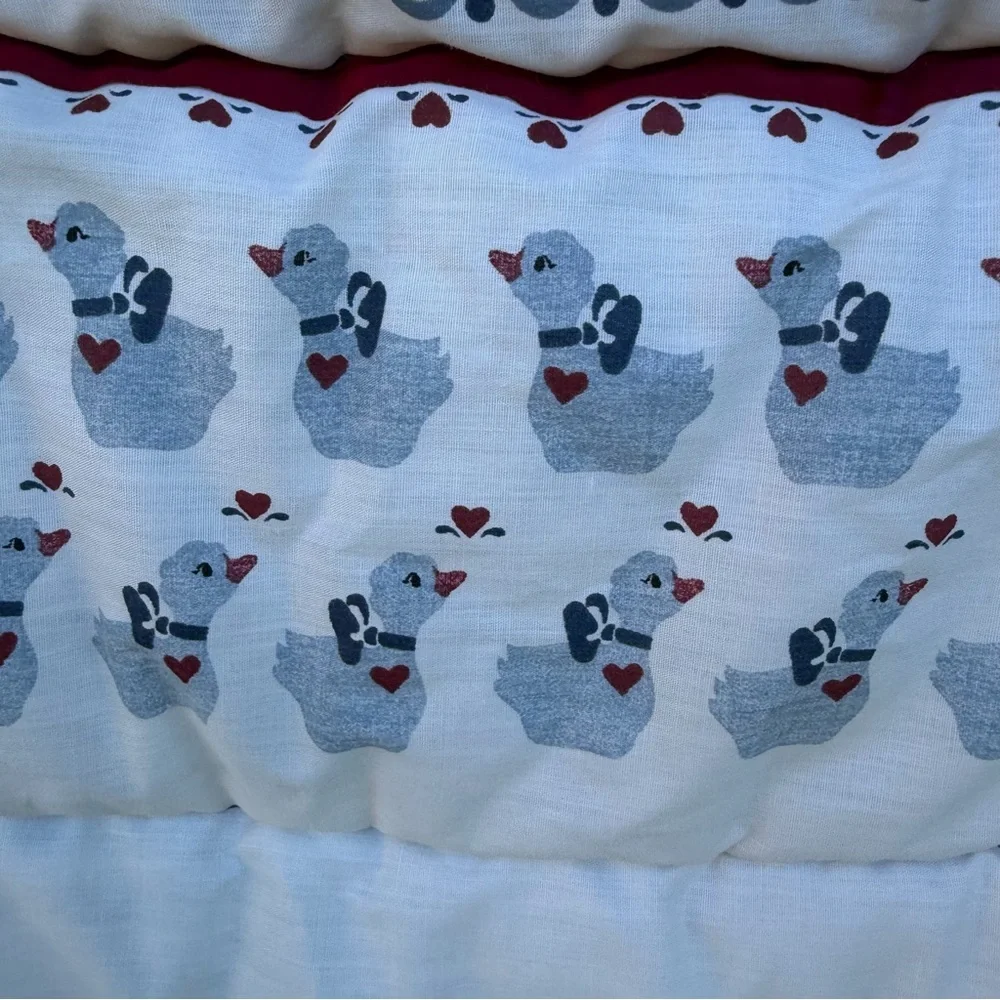 Vintage Daisy Kingdom Teddy Bear Country Geese Ruffled Crib Quilt 36x47 GUC